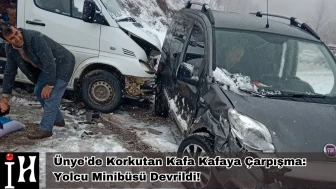 KAYGAN YOL FACİA GETİRİYORDU! Ünye'de Minibüs ve Ticari Araç Çarpıştı