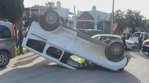 Bodrum'da Kaza: Ters Yön İhlali Aracı Takla Attırdı! 4 Yaralı