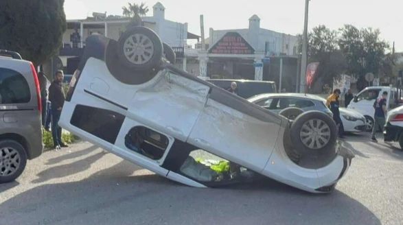 Bodrum'da Kaza: Ters Yön İhlali Aracı Takla Attırdı! 4 Yaralı